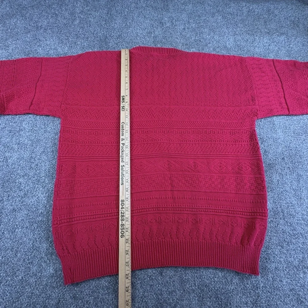 Vintage 80s Kenneth Roberts Sweater Mens L Red Preppy Academia Grandpa Baggy 90s